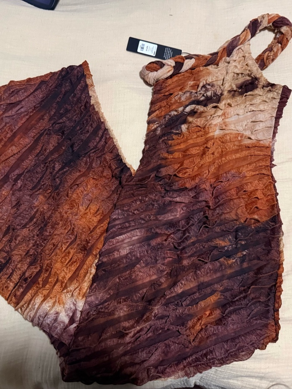 Fashion Nova - Maylee Textured Maxi Dress with Braided Straps - Brown